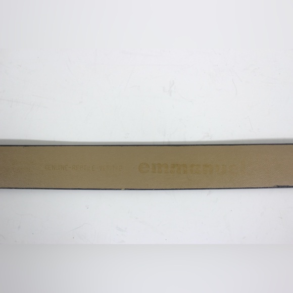 Vintage Black Genuine Snake Skin Reptile Leather Belt with Gold Tone Buckle - Picture 7 of 8